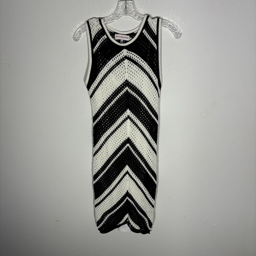 Willow & Wind Crochet Dress Chevron Black White Midi Size Large
